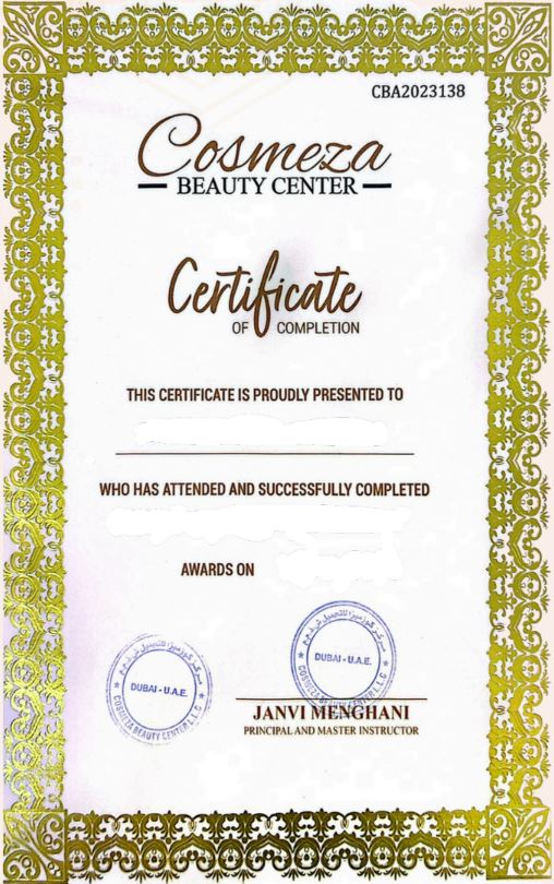 cosmeza certificate
